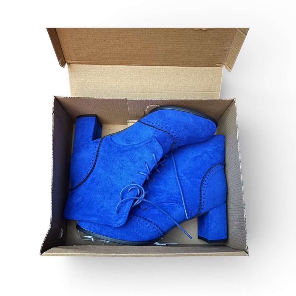 Blue Suede Ankle Boots - Picture 4 of 6